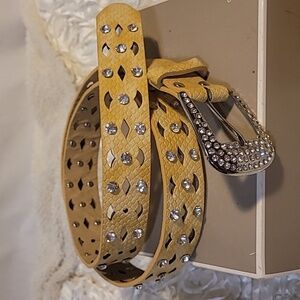 Womens Belt With Rhinestones And Cutouts